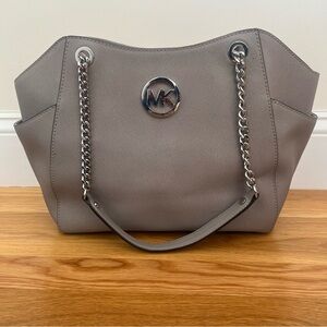 Michael Kors Silver Chain Gray Shoulder Bag